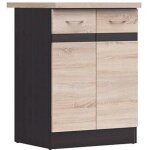 Junona meuble bas de cuisine 60 cm - 2 portes - plan de travail - chene sonoma