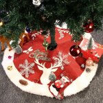 Jupe d'arbre de nol, blanc neige fausse fourrure couvre - pied de sapin, nol rouge / blanc, artificielle ...