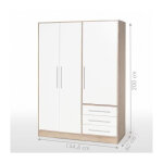 Les tendances - jupiter armoire de chambre style contemporain en bois agglomere chene et blanc - l 144, ...