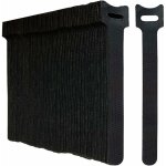 Jusch - lot de 100 noir attaches de cble sangle rutilisable scratch serre cble bande avec crochet ...