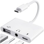 Adaptateur usb c jack 3, 5 mm avec charge rapide adaptateur de otg, audio ecouteur splitter de type c ...