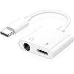 Adaptateur usb c vers prise casque 3, 5 mm, charge rapide et musique cble audio auxiliaire