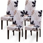 Housse de chaise, housse de chaise salle � manger extensible 4 pi�ces, amovible lavable d�coration housse ...