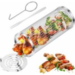 Panier � griller roulant, grille de barbecue en acier inoxydable, paniers de cuisson pour barbecue avec ...
