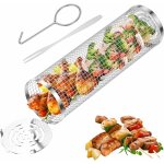 Panier � griller roulant, grille de barbecue en acier inoxydable, paniers de cuisson pour barbecue avec ...