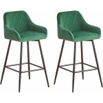 Jymtom - lot de 2 tabourets de bar verts avec dossier, accoudoir et repose - pieds, chaises de salle ...