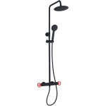 Colonne de douche k2o chillout delta 83 - 119cm design rond noir / rouge - robinet, hauteur rglable, ...