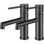 K2o - pack 2 robinets de lavabo mitigeur lusso zen 16, 5x5x18, 5 cm noir mat, a�rateur incorpor� et m�canisme ...