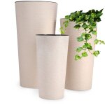 Kadax - lot de 3 pots de fleurs pot de fleurs insert support de fleurs grand jardin beige 57 cm