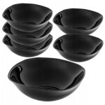 Lot de 6 bols en verre noir - 17, 5 x 17, 5 cm - passe au micro - ondes - bol de service pour salades, ...