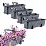 Jardinière suspendue extérieure 60 cm, balconnière en plastique aspect rotin avec supports de fixation ... Jardinière suspendue extérieure 60 cm, balconnière en plastique aspect rotin avec supports de fixation ...