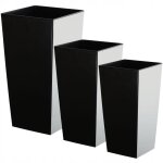Kadax ? pot de fleurs en plastique noir ? lot de 3 (36 cm, 46. 5 cm, 57. 5 cm) ? r�sistant au gel ? design ...