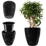 Kadax - pot de fleur avec insert, couvercle noir, 42 cm