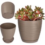 Kadax - pot de fleurs en plastique avec soucoupe, cache - pot moderne orn�e d'un �l�gant motif ondul� ...