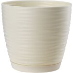 Kadax - pot de fleurs en plastique avec soucoupe, cache - pot moderne orn�e d'un �l�gant motif ondul� ...