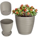 Kadax - pot de fleurs en plastique avec soucoupe, cache - pot moderne orn�e d'un �l�gant motif ondul� ...
