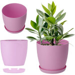 Kadax - pot de fleurs en plastique avec soucoupe et finition mate �l�gante, cache - pot pour une d�coration ...