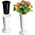 Kadax - vase flacon pour cimeti�re tombe pierre tombale blanc 29cm