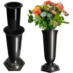 Kadax vase flacon pour cimeti�re tombe pierre tombale graphite 23cm