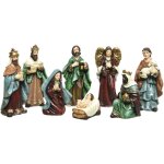 Crche de nol en polyrsine avec 8 personnages h 9 cm
