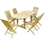 Table de jardin ovale et 6 chaises en teck kajang