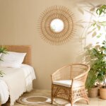 Macabane - kally - miroir rond 100cm mod�le soleil en rotin couleur brun miel