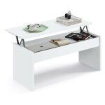 Mobimarket - table basse relevable blanche moderne kamet, meuble de salon et de salle à manger, surface ... Mobimarket - table basse relevable blanche moderne kamet, meuble de salon et de salle à manger, surface ...