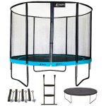 Kangui - trampoline de jardin rond 305 cm + filet + �chelle + b�che + kit ancrage punchi bleu