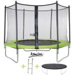 Kangui trampoline twin � 305cm - vert - avec filet, �chelle, couverture de protection