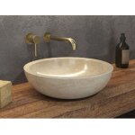 Karag - vasque ronde elena cream � poser �40 x12 cm en pierre