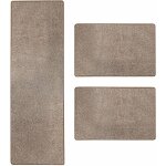 Karat - descente de lit lyon marron 94 1 tapis 67 x 250 cm + 2 tapis 67 x 140 cm