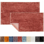 Tapis de bain coral structure chenille polyester rose melon 50 x 80 cm