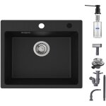 Karcher - cecipa �vier quartz noir 50x45cm + distributeur de savon, �vier de cuisine en quartz �vier ...