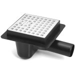 Karmat - drain de sol plastique d'�gout grille blanche de motif carr� diam�tre tuyau 50mm