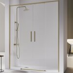 Kassandra - paroi de douche 2 verres fixes + 2 portes coulissantes delta or bross 148 - 150. 6 cm
