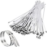 Kcvv - collier de serrage inox 100 pi�ces, 200mm�4, 6mm attache c�bl�es acier inoxydable, collier de ...