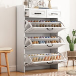 Keepbuying - armoire � chaussures, meuble � chaussures pivotante en bois, 2 tiroirs + 3 �tag�res, entr�e ...