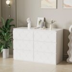 Keepbuying - commode à 6 tiroirs, meuble armoire d'entrée, motif ondulé, laquée, design d'angle antichoc, ... Keepbuying - commode à 6 tiroirs, meuble armoire d'entrée, motif ondulé, laquée, design d'angle antichoc, ...
