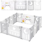 Parc bb plastique 12 + 2 panneaux pour enfants - clture pliant de protection bb enfants - 150 x ...