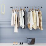 Portant  vetements industriel en tuyaux 92cm, porte - vtements mural, barre  vtements amovible robuste ...