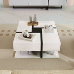 Keepbuying - table basse avec 4 tiroirs coulissants, combinaison de couleurs design de ligne unique avec ...