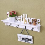 Keepbuying - tagre murale de rangement en bois, sweet home porte - manteau mural avec 4 crochets salon ...