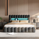 Kefsr - 180x200 lit coffre avec sommier � lattes et rangement, lit double avec led et usb, cadre de lit ...