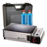 Kemper - plancha  gaz portable 2300w + 2 cartouches de gaz + valise de transport