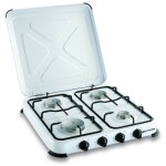 Kemper - plaque de cuisson gaz portable 4 feux 4650 w blanc laqu