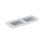 Keramag - geberit renova plan, lavabo double, 130x48 cm, 1 trou pour