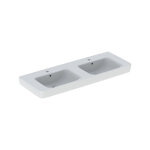 Keramag - geberit renova plan, lavabo double, 130x48 cm, 1 trou pour