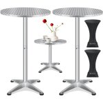 2in1 table haute table de bistrot aluminium plateau inox r�glable en hauteur 70cm / 115cm table de f�te ...