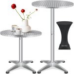 Kesser� 2in1 table haute table de bistrot aluminium plateau inox r�glable en hauteur 70cm / 115cm table ...