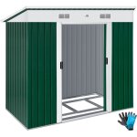 Kesser� abri de jardin l m�tal 3. 4 m� avec fondations 195x118x182 cm 2x porte coulissante & fondations ...